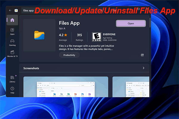 Изтегляне/Инсталиране/Актуализиране/Деинсталиране на приложението Files за компютри с Windows