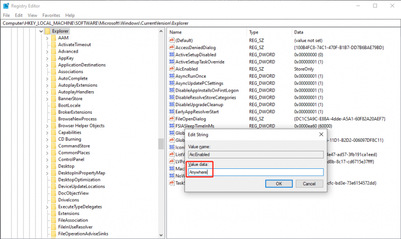   desactiveu les aplicacions verificades per Microsoft a l'Editor del Registre