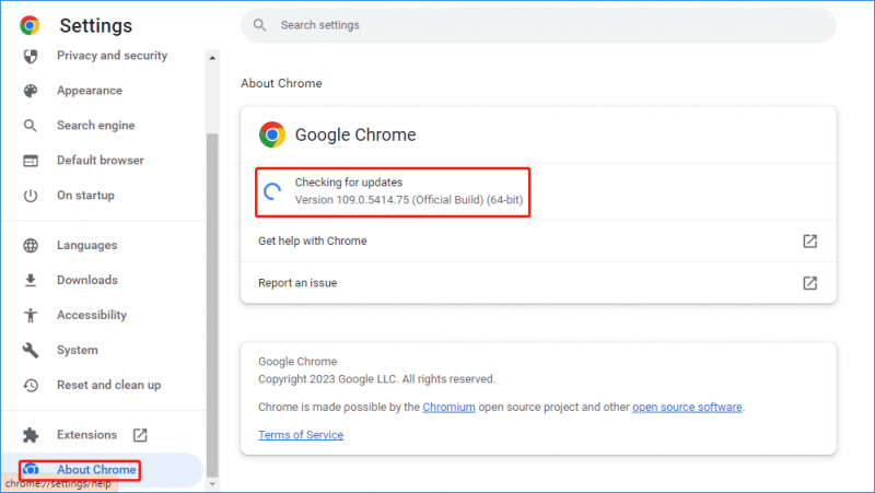  atualize o Chrome