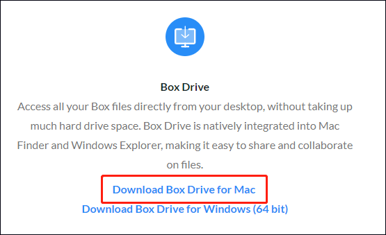 fare clic su Scarica Box Drive per Mac