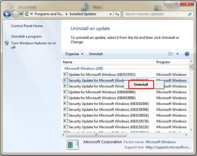   nyahpasang Pek Perkhidmatan 1 Windows 7