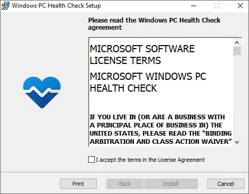   zainstaluj aplikację PC Health Check