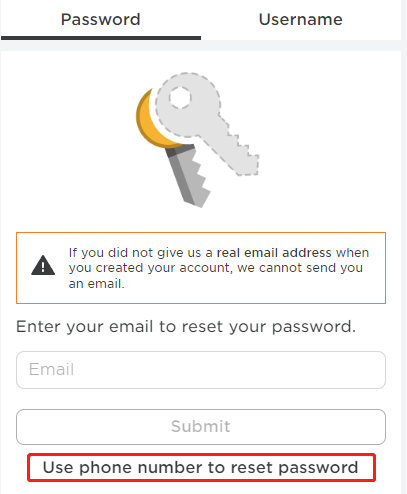   fare clic sull'opzione Usa il numero di telefono per reimpostare la password