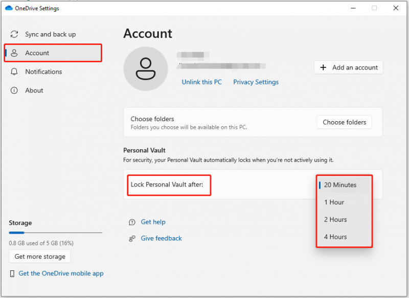 Hvordan endre OneDrive Personal Vault Lock Time på Windows 11 10?