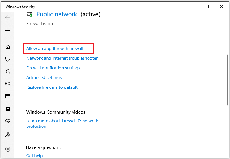   permitir um aplicativo através do firewall