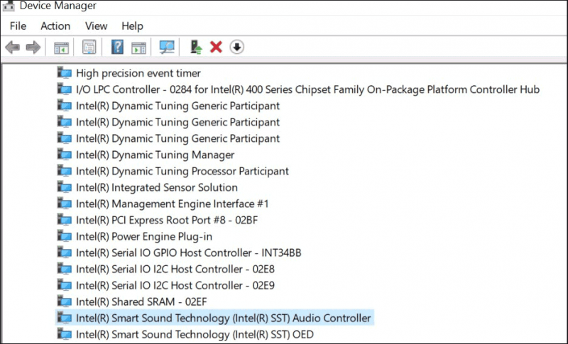   βρείτε τον ελεγκτή ήχου Intel SST