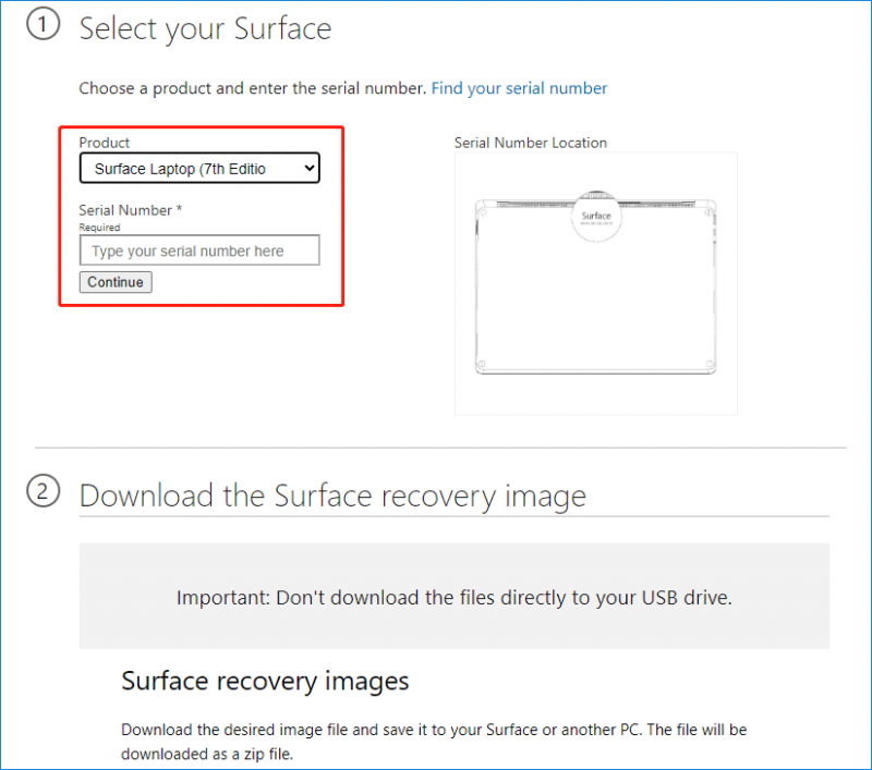   descargue la imagen de recuperación de Surface Laptop 7