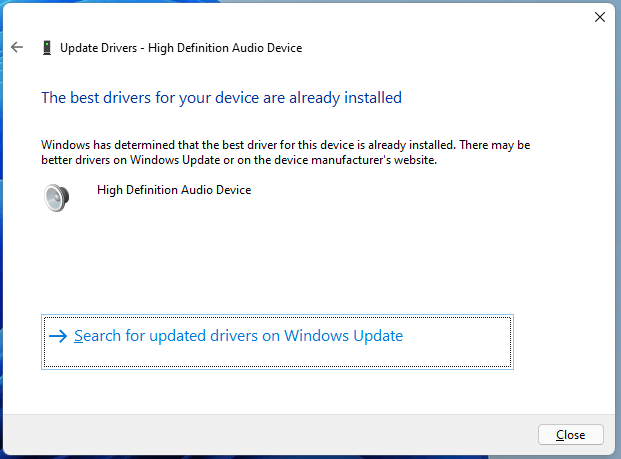 tìm kiếm trình điều khiển được cập nhật trên Windows Update
