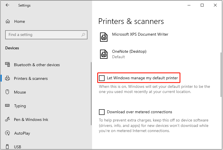   спрете Windows да променя принтера по подразбиране