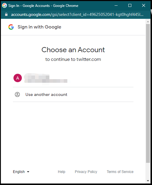   Twitter-login met Google-account