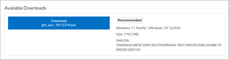   tải xuống trình điều khiển đồ họa Intel 31.0.101.5379