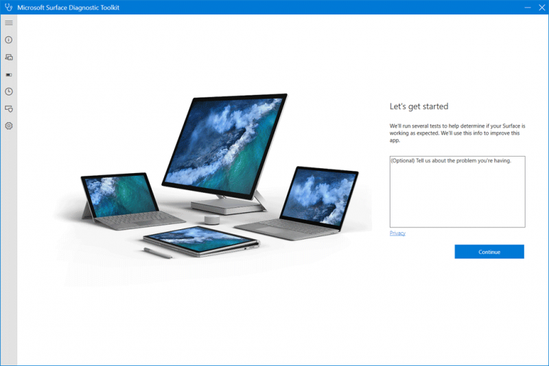   abrir el kit de herramientas Microsoft Surface Diagnostix