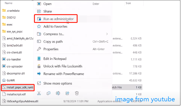   install_pspc_sdk_runtime కుడి-క్లిక్ చేసి, దానిని నిర్వాహకునిగా అమలు చేయడానికి ఎంచుకోండి