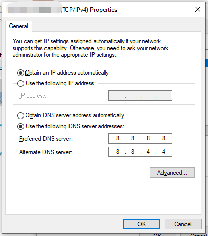   kasutage Google'i avalikku DNS-serverit