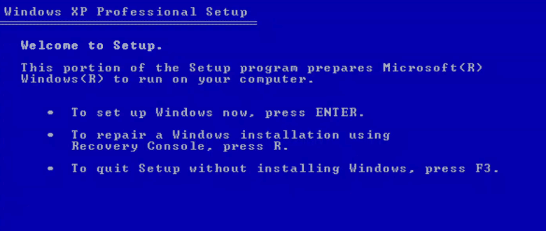   윈도우 XP 프로페셔널 설치