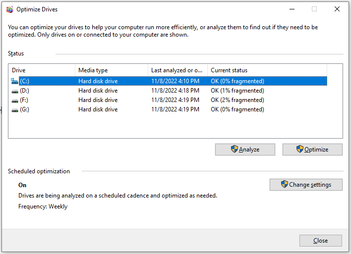 Kasutage Windows 10 11 arvuti defragmentimiseks käsku Defrag