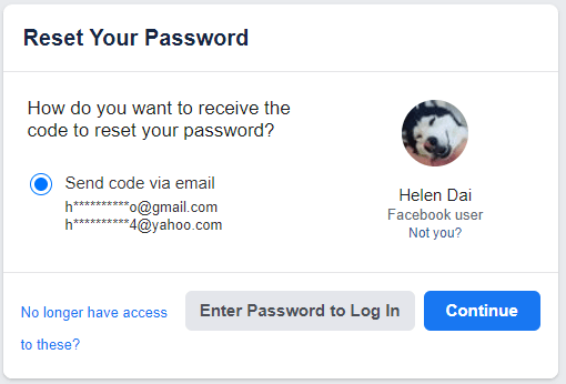 Facebook パスワードをリセットするためのコードをどのように受け取りたいですか