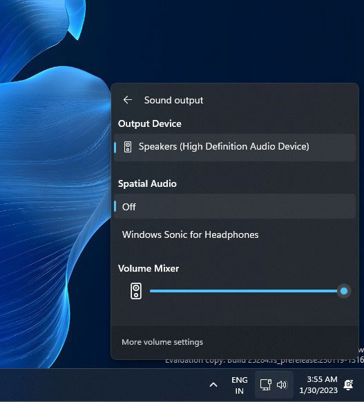   Mixer de volume do Windows 11