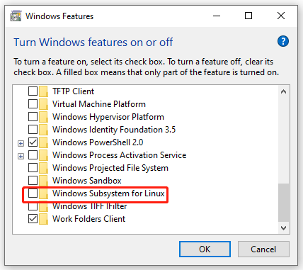   poništite Windows podsustav za Linux