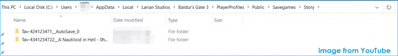   Emplacement du dossier de données de Baldur's Gate 3