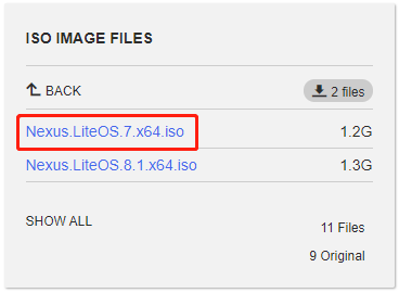   Nexus LiteOS 7 x64 bağlantısını tıklayın