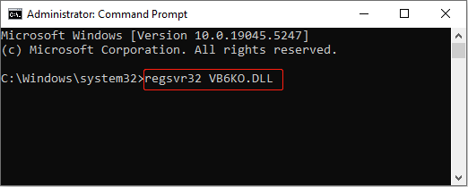   daftarkan file Vb6ko.dll menggunakan Command Prompt