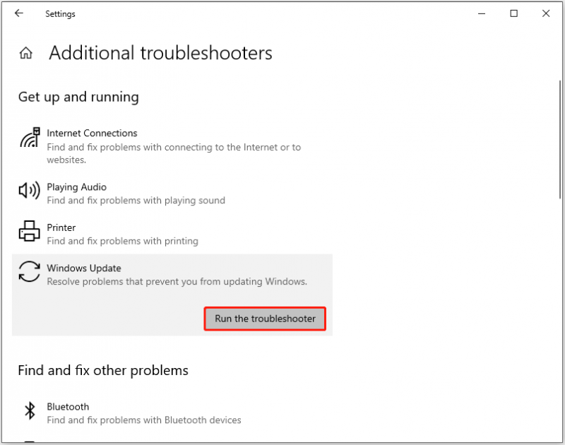   Windows güncelleme sorun gidericisini çalıştırın