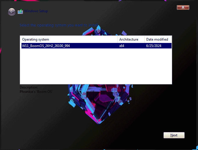   nainstalujte Win11 Boom OS 24H2