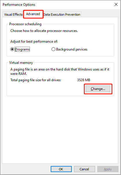   kliknij Zmień w sekcji Pamięć wirtualna