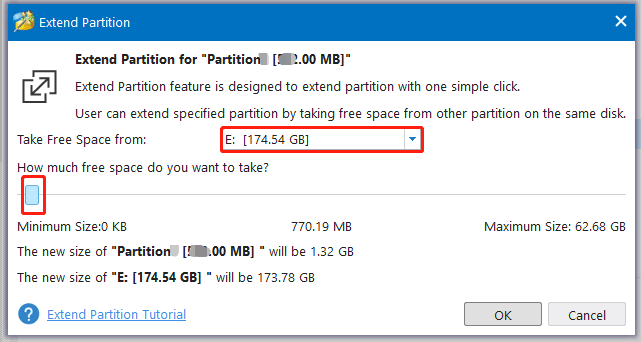   estender partição para partição de recuperação usando MiniTool Partition Wizard