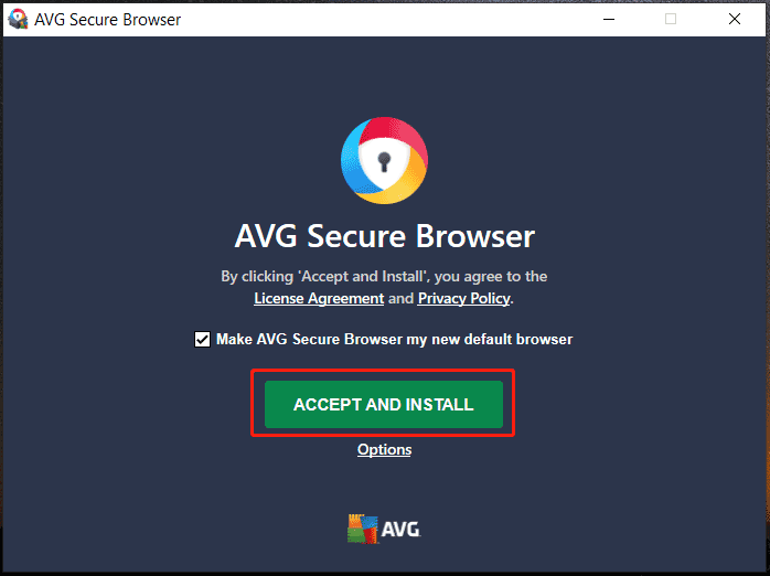   AVG Secure Browser installering