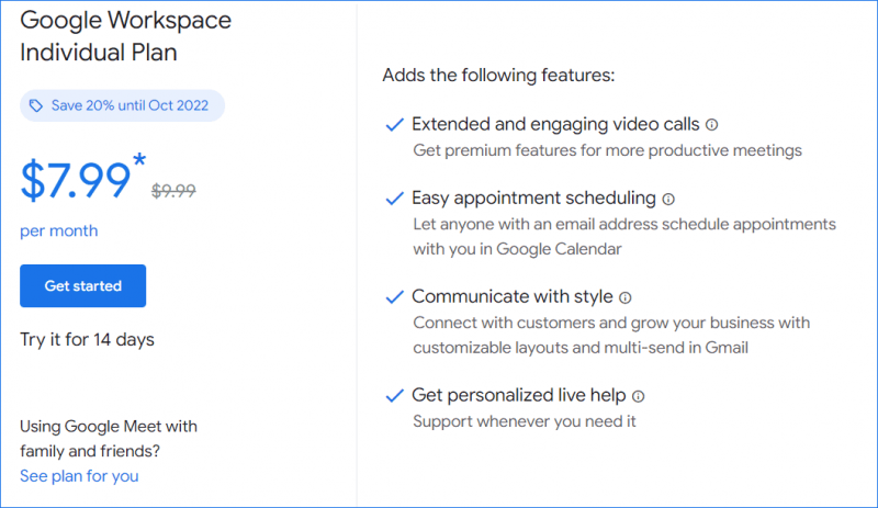  Google Workspace Individual Plan