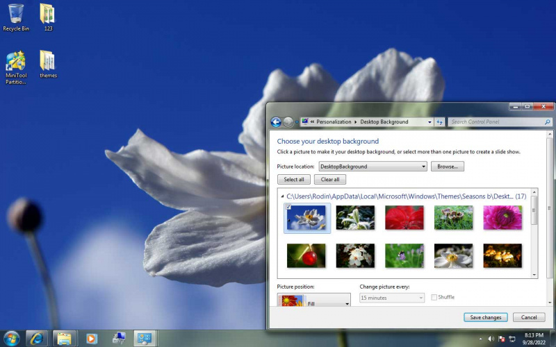   Windows 7 Zmieniający się motyw pór roku
