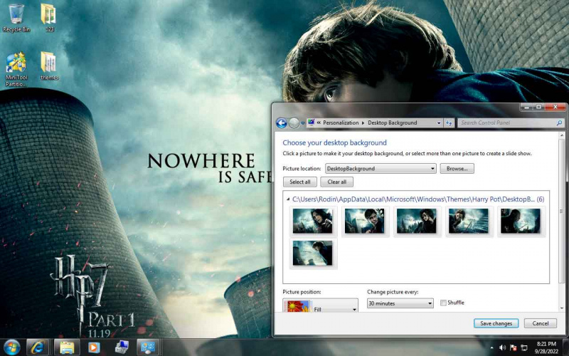   Motyw Harry'ego Pottera w systemie Windows 7
