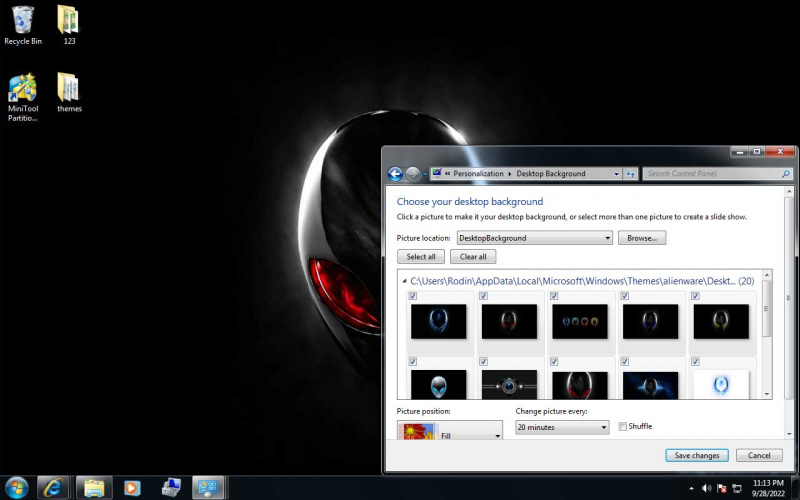   Windows 7 Alienware-teema
