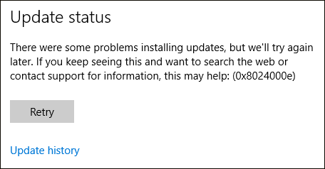   Eroare de actualizare Windows 0x8024000e