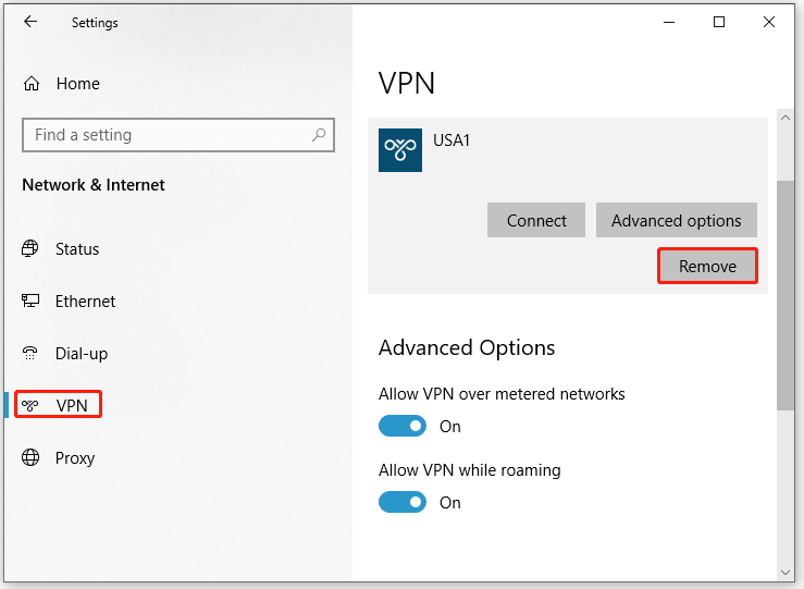   உங்கள் VPN ஐ வலது கிளிக் செய்து நீக்கு என்பதை அழுத்தவும்