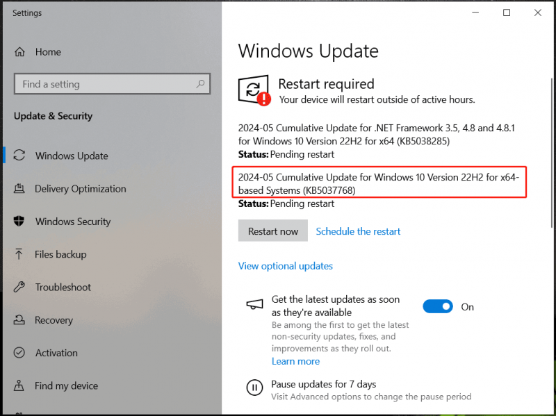   Pembaruan instalasi Windows 10