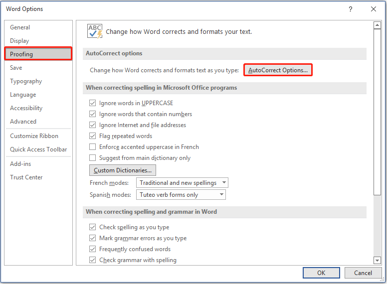 Cómo habilitar/deshabilitar las mayúsculas automáticas en Microsoft Word