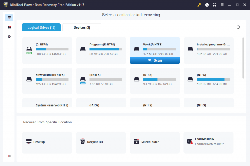   sélectionnez le lecteur cible à analyser