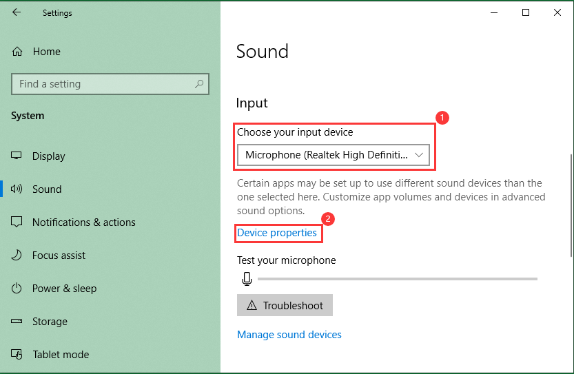 Setting ng Windows Sound Input
