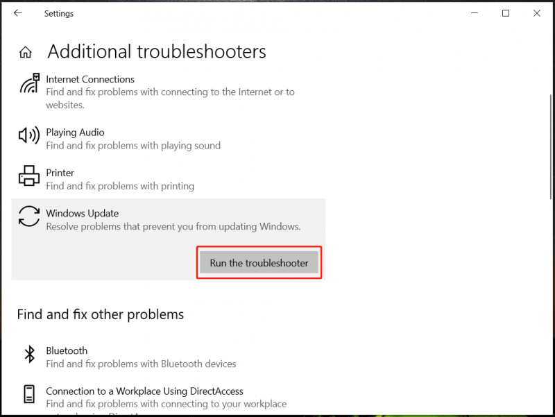  Solucionador de problemas de atualização do Windows 10