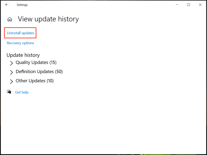   Windows güncellemelerini kaldırın