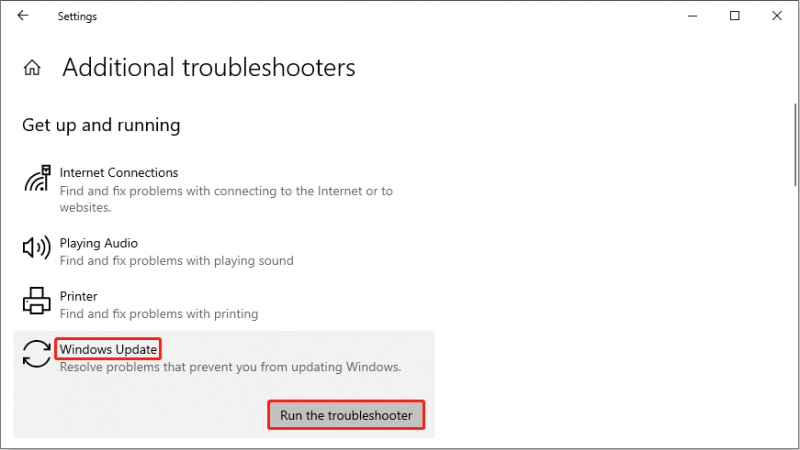   patakbuhin ang troubleshooter ng Windows Update