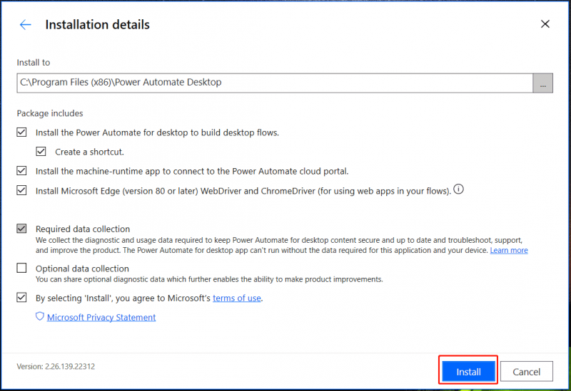 Изтегляне и инсталиране на Power Automate Desktop за Windows 10