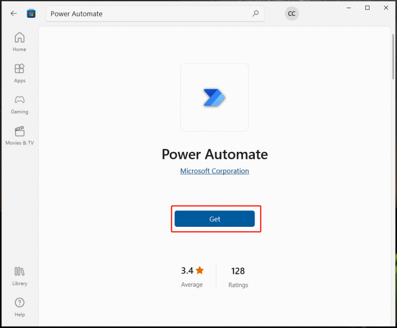   installige Power Automate Microsoft Store'i