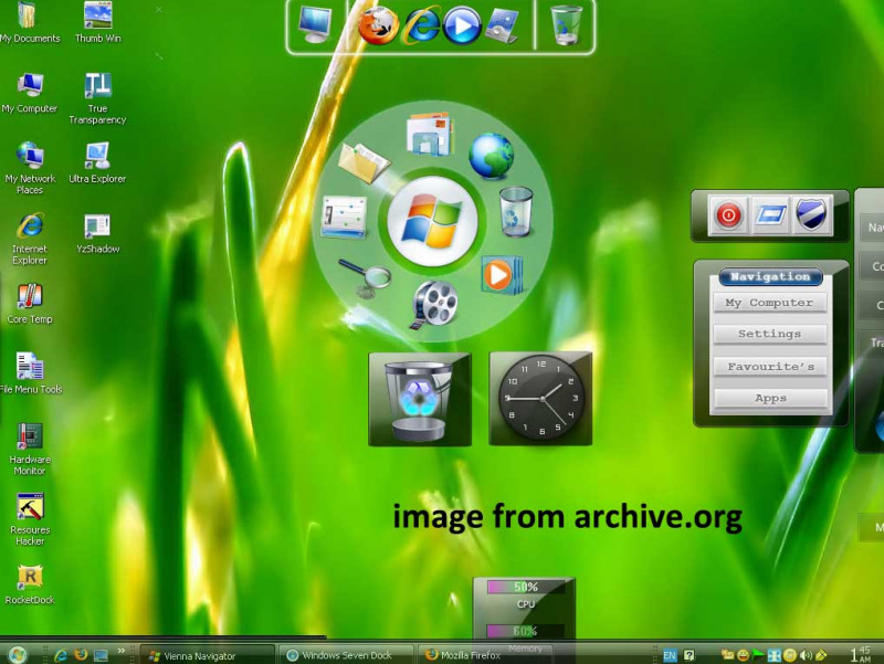   Windows XP Vienna Edition デスクトップ インターフェイス