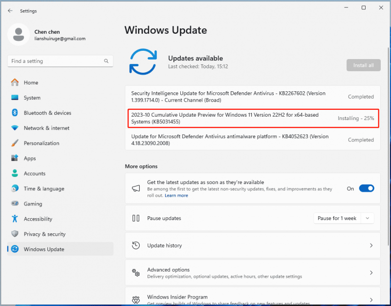   Opdater Windows 11 KB5031455