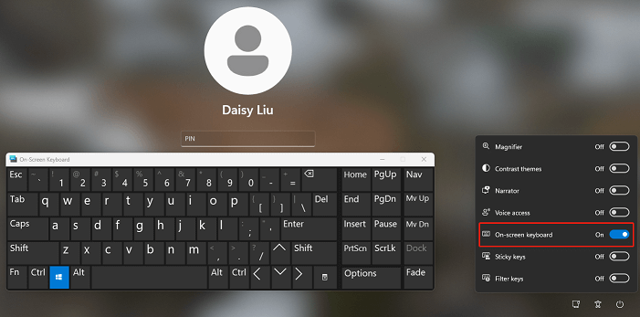   use o teclado na tela