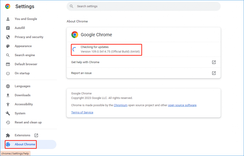  ενημερώστε το Chrome στην πιο πρόσφατη έκδοση